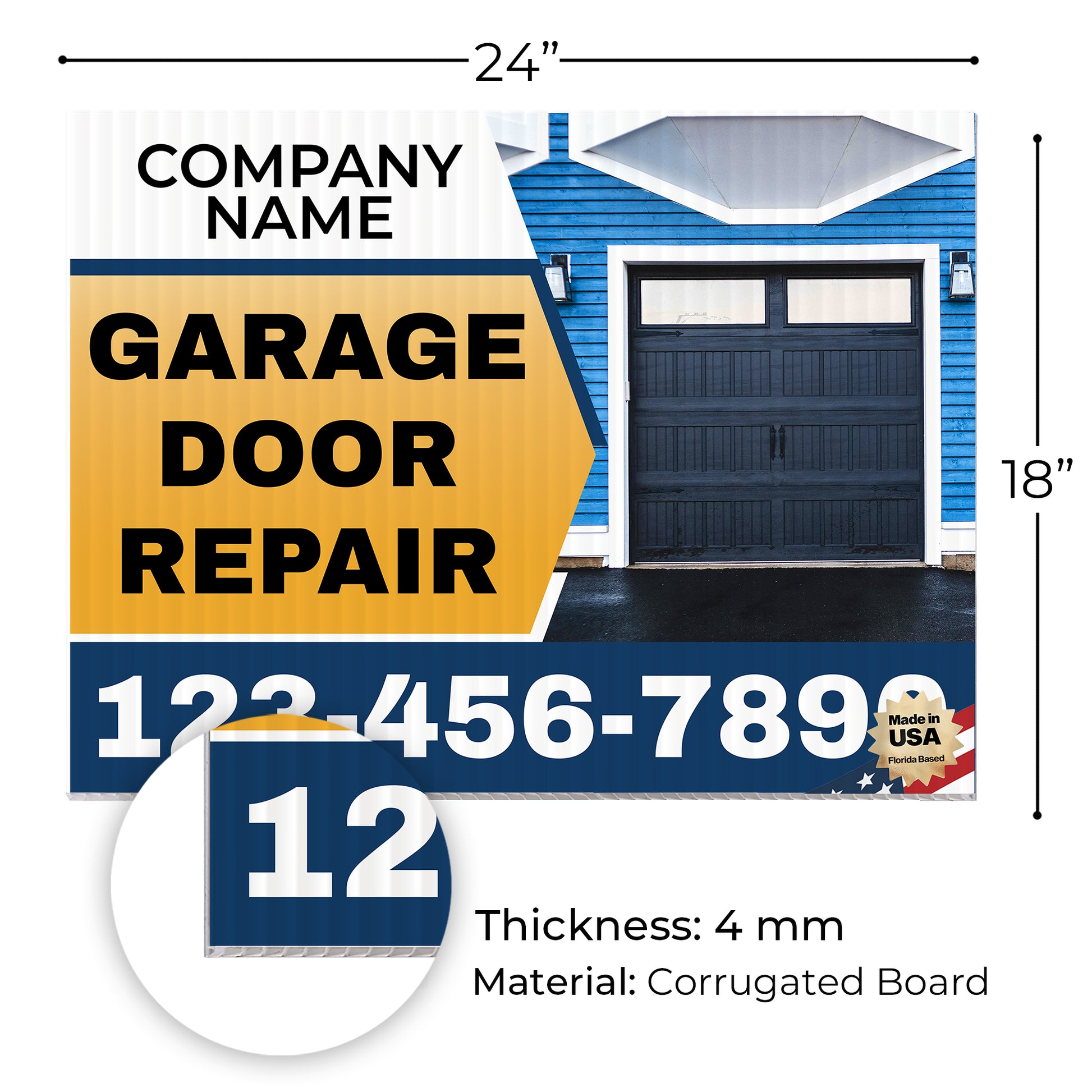 Garage Door Repair Yard Sign Design 3 -  BFS-GRGDR-24X18-DS-D3-BFS-GRGDR-24X18-SS-D3
