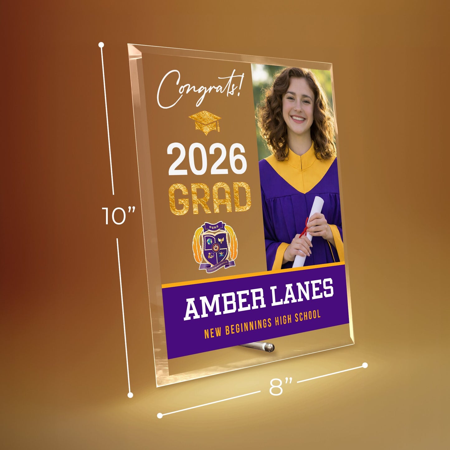 New Beginnings High School Glass Plaque Design 4