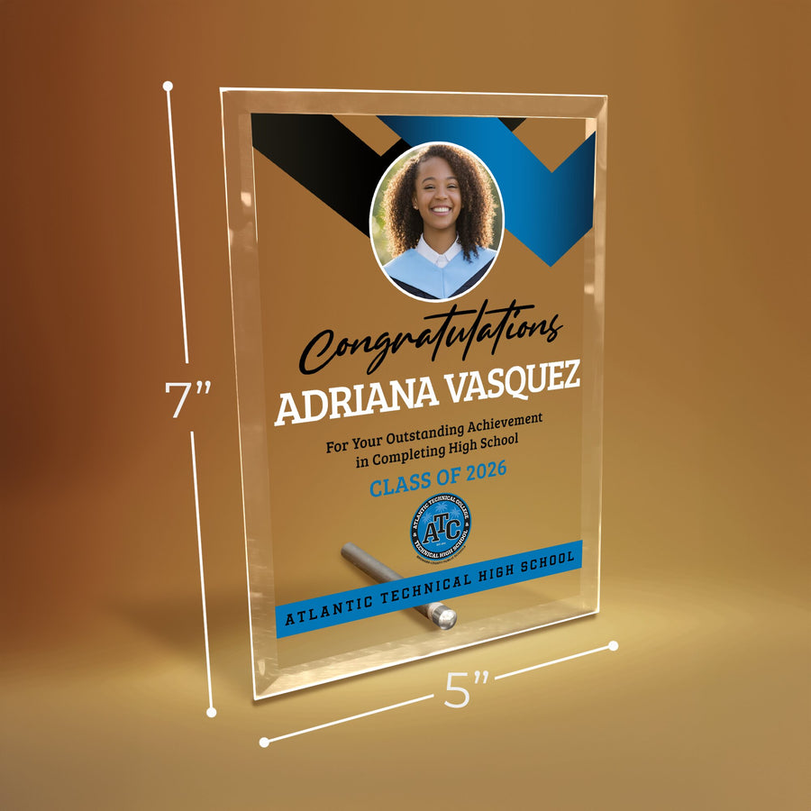 Atlantic Technical High School Glass Plaque Design 1
