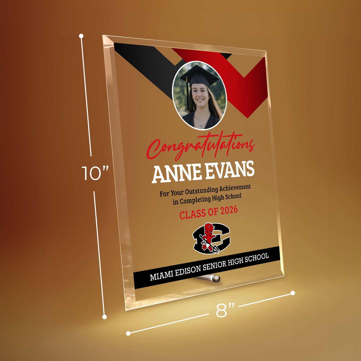 Miami Edison Senior High School Glass Plaque Design 1