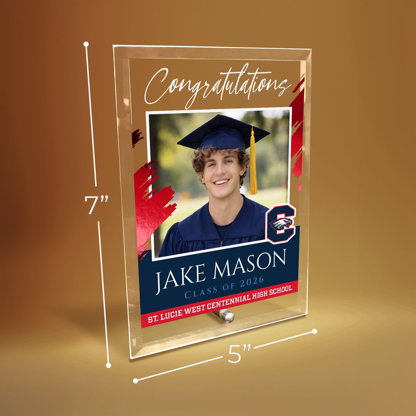 St. Lucie West Centennial High School Glass Plaque Design 5