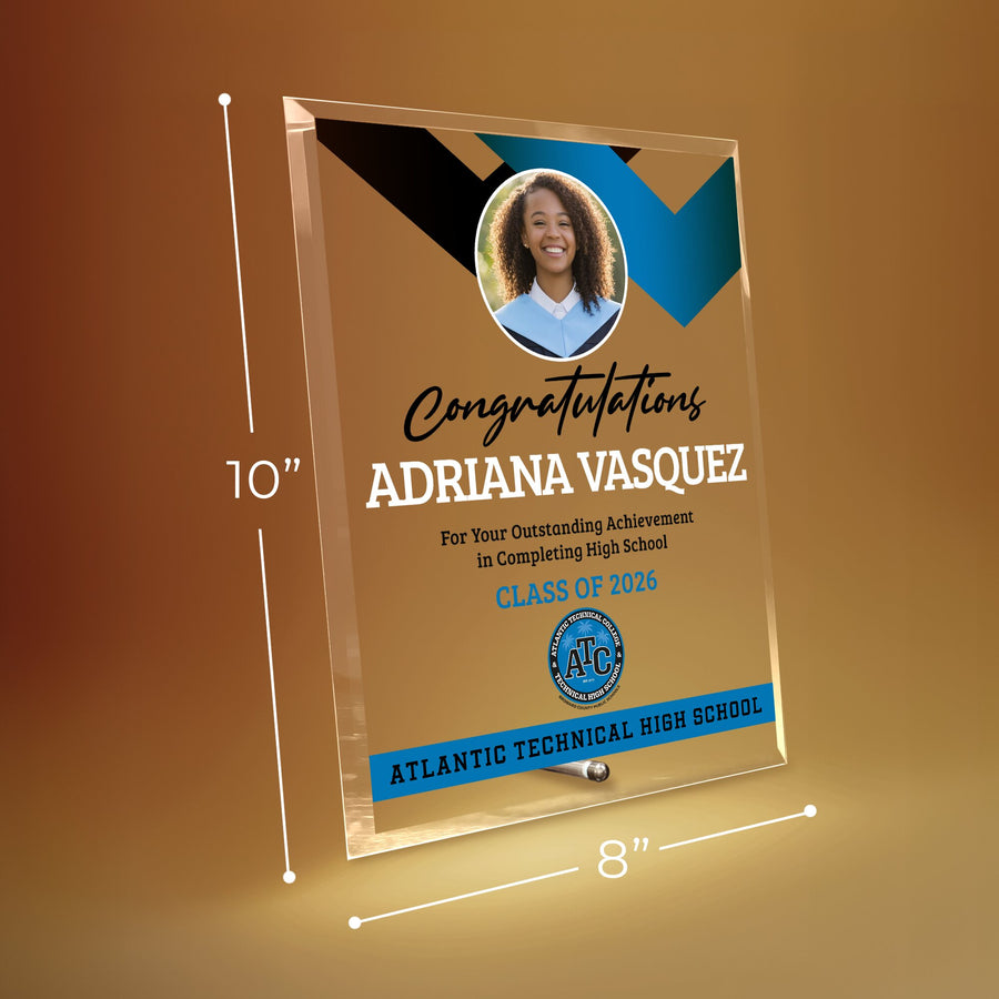 Atlantic Technical High School Glass Plaque Design 1