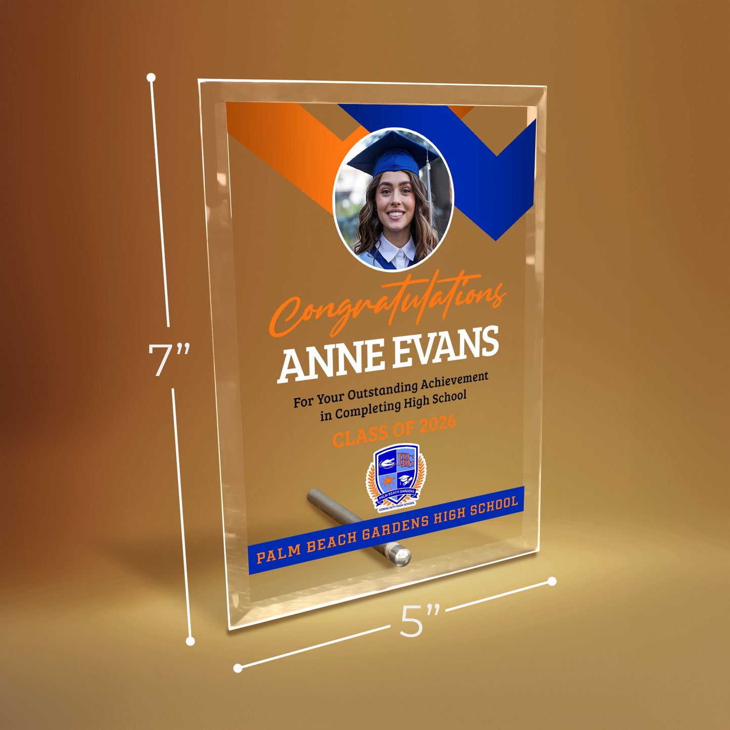 Palm Beach Gardens High School Glass Plaque Design 1
