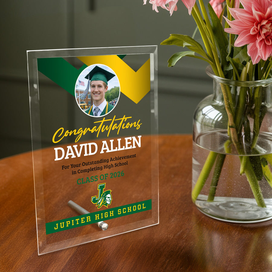 Jupiter High School Glass Plaque Design 1