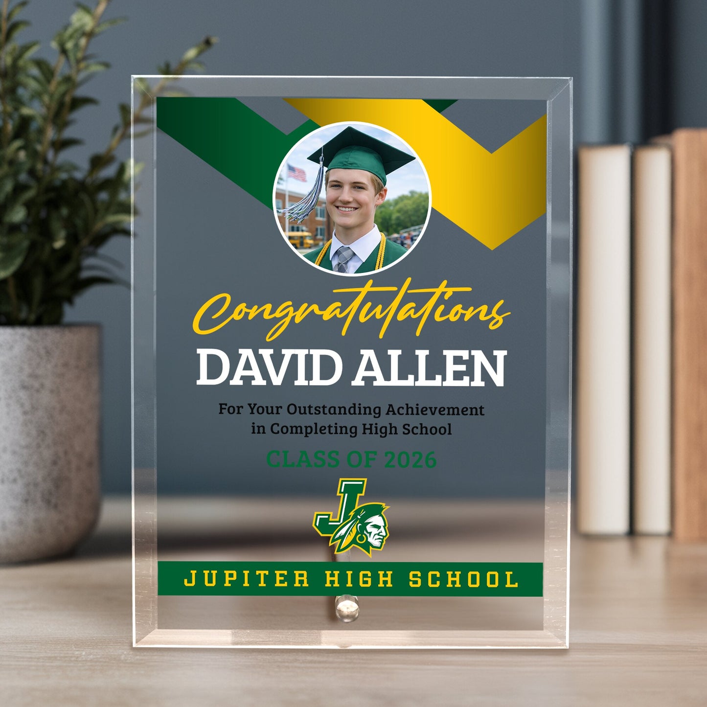 Jupiter High School Glass Plaque Design 1