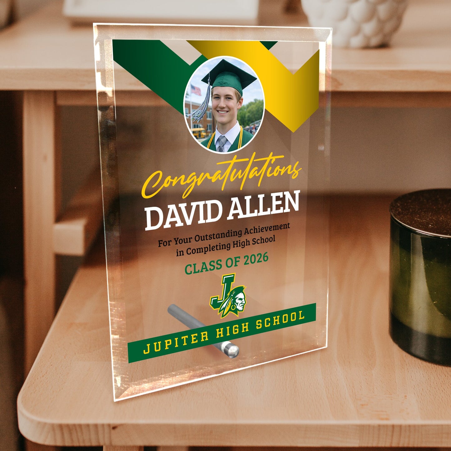 Jupiter High School Glass Plaque Design 1