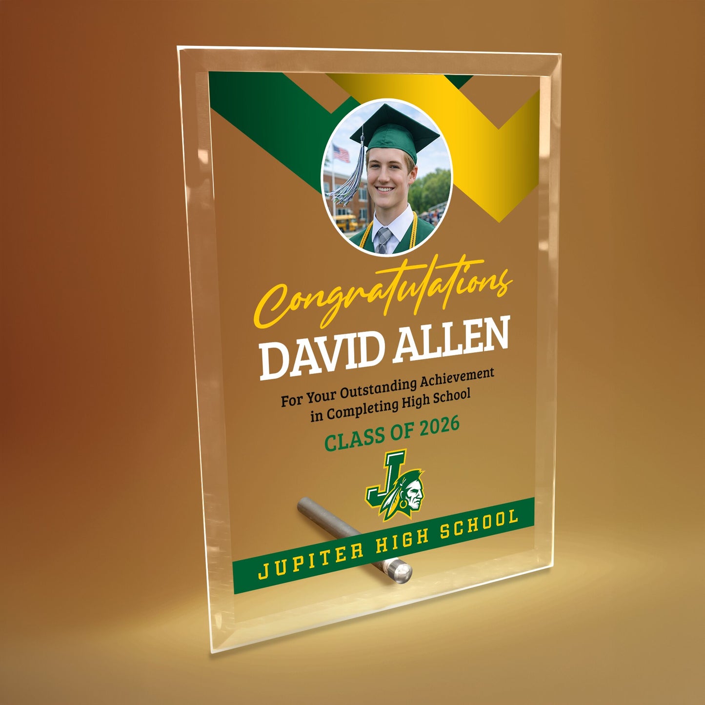 Jupiter High School Glass Plaque Design 1