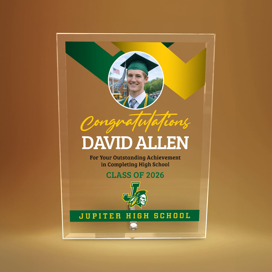 Jupiter High School Glass Plaque Design 1