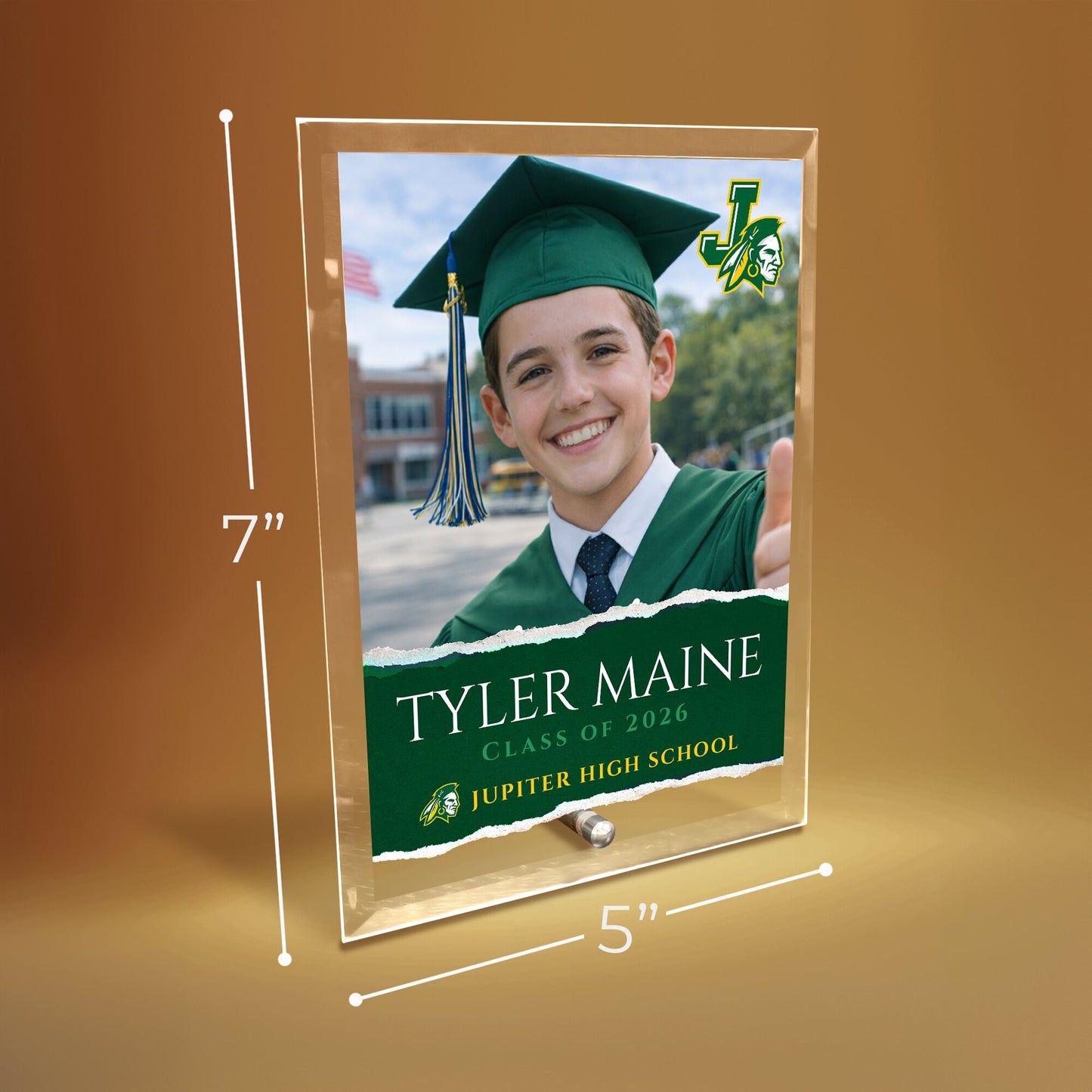 Jupiter High School Glass Plaque Design 3