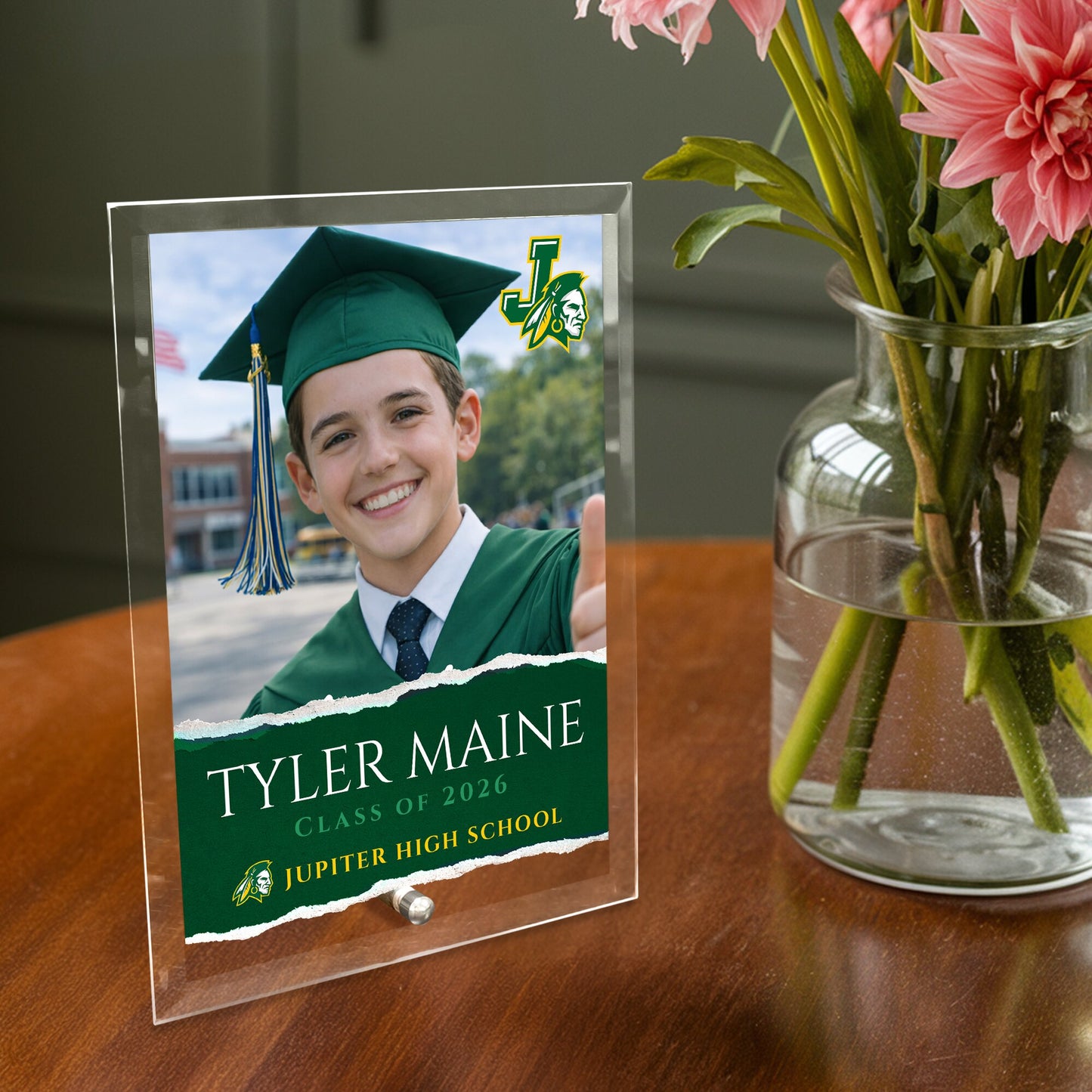 Jupiter High School Glass Plaque Design 3