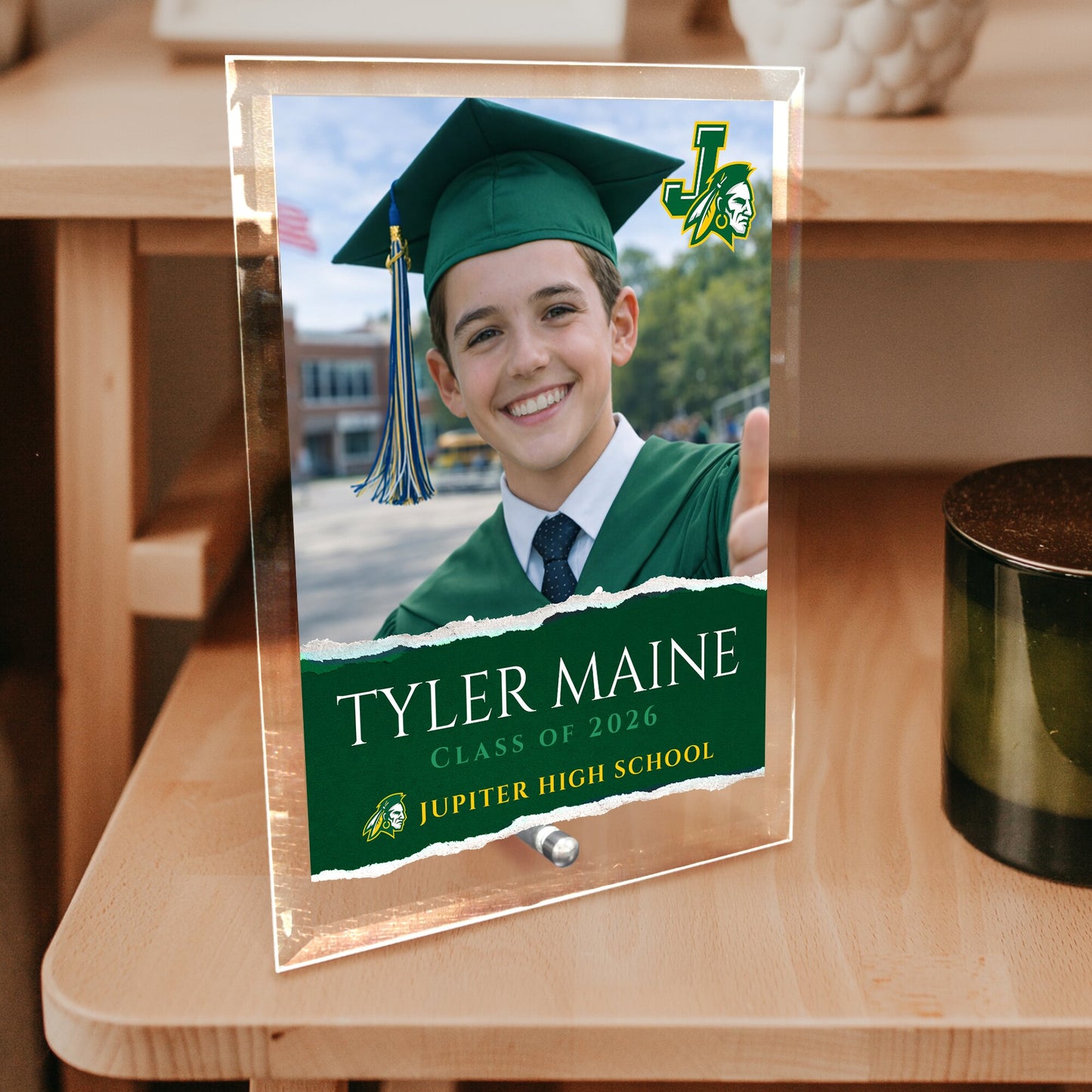 Jupiter High School Glass Plaque Design 3