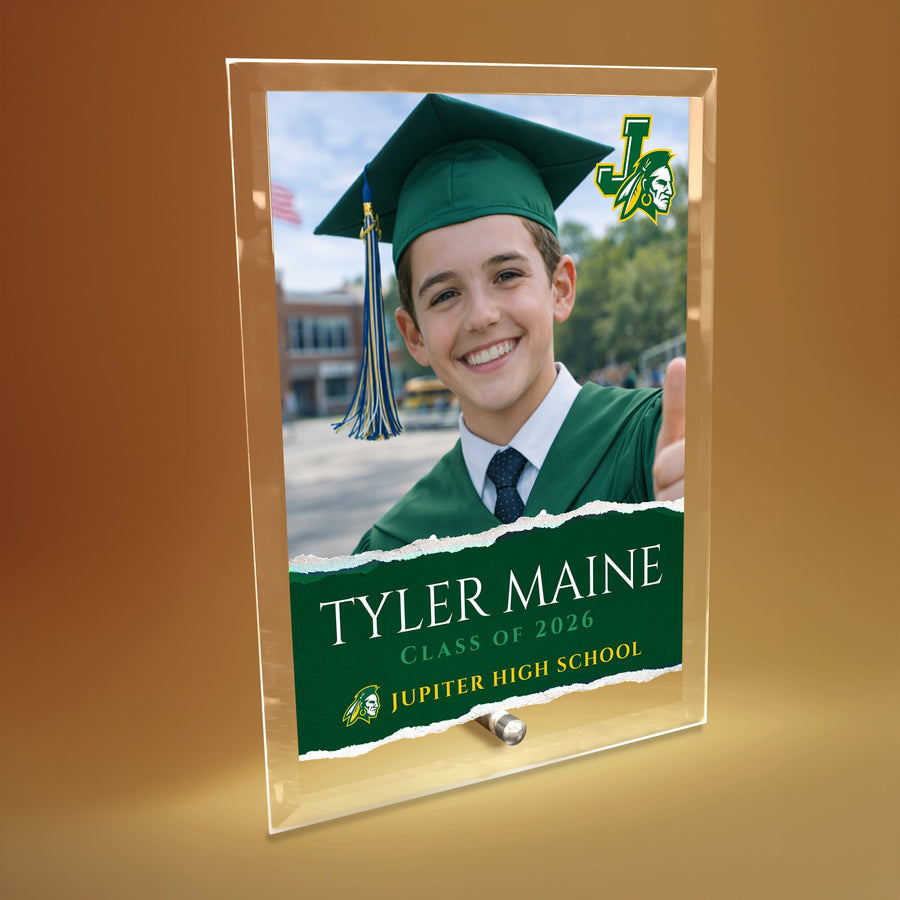 Jupiter High School Glass Plaque Design 3