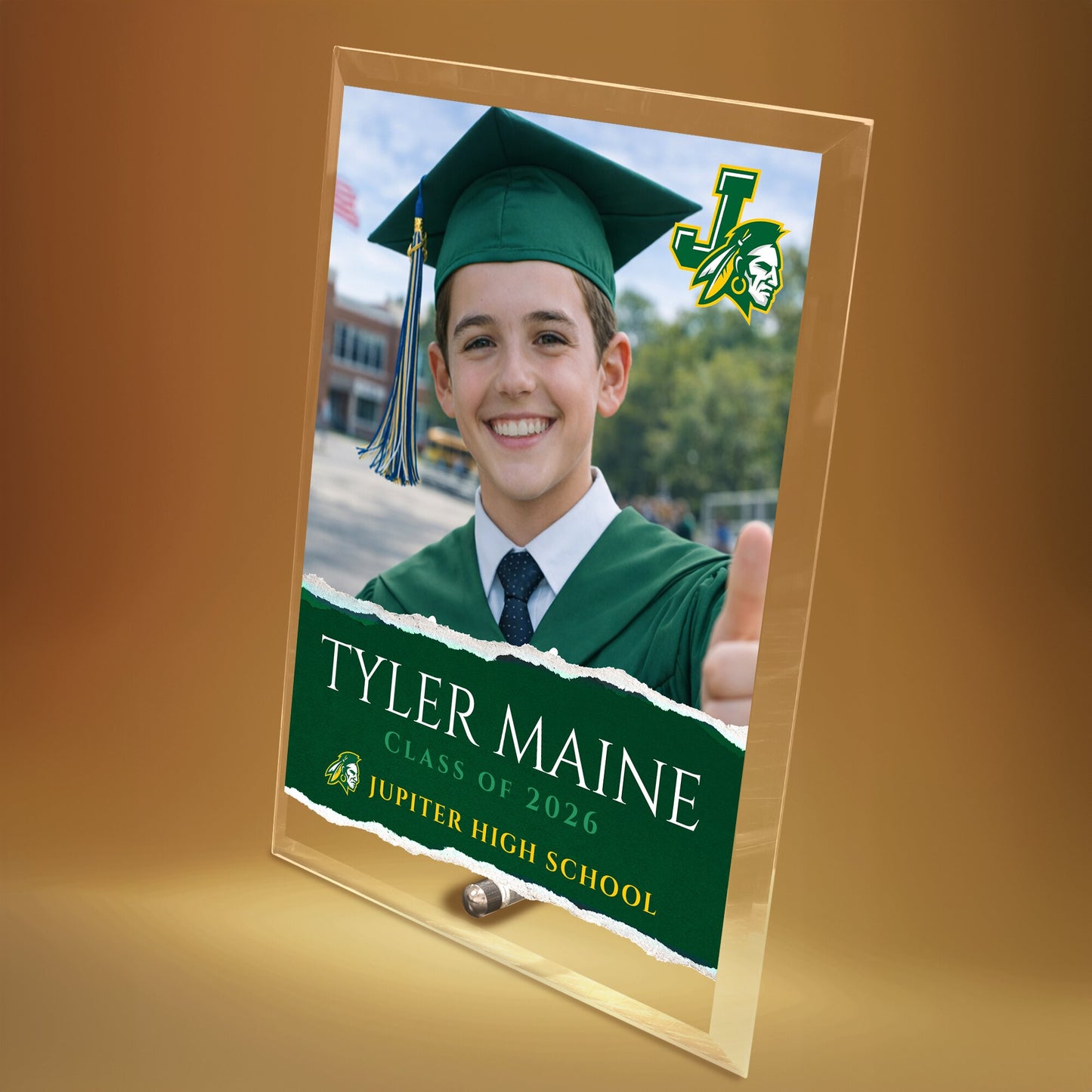 Jupiter High School Glass Plaque Design 3