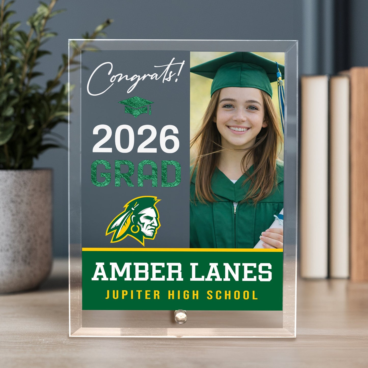 Jupiter High School Glass Plaque Design 4