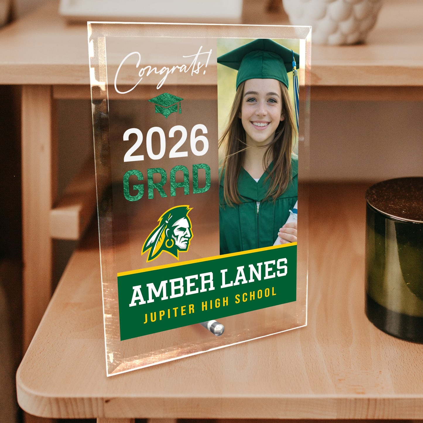 Jupiter High School Glass Plaque Design 4