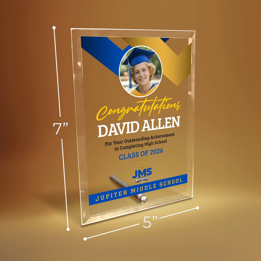 Jupiter Middle School Glass Plaque Design 1