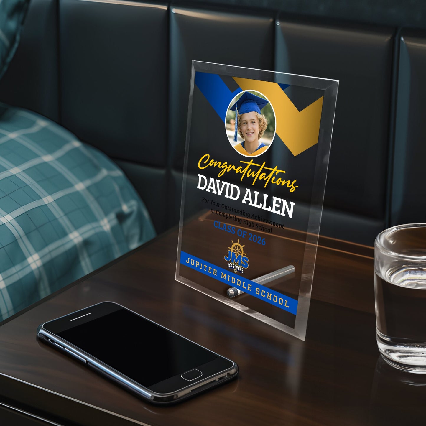 Jupiter Middle School Glass Plaque Design 1
