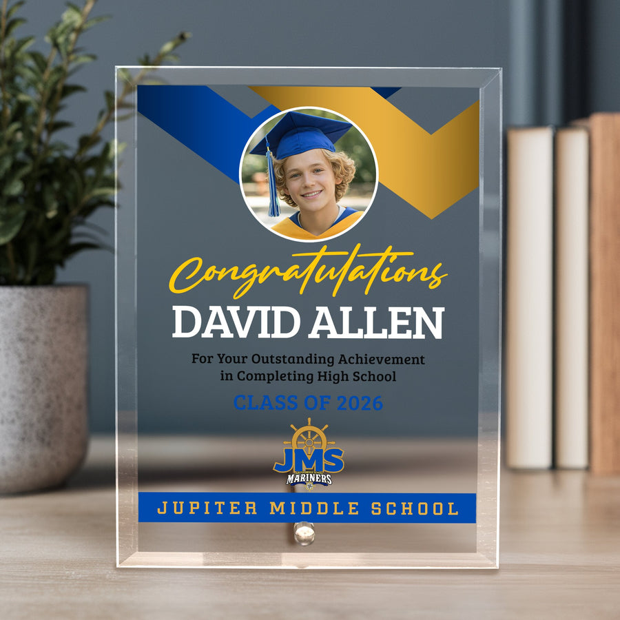 Jupiter Middle School Glass Plaque Design 1