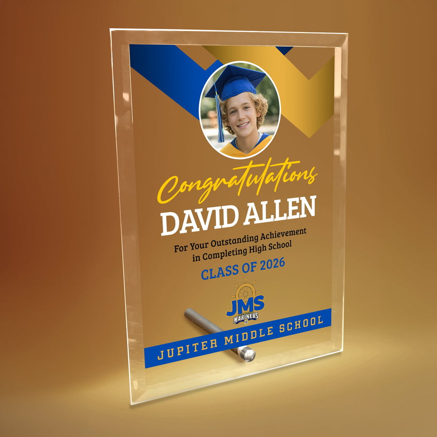 Jupiter Middle School Glass Plaque Design 1