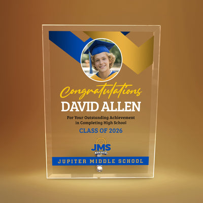 Jupiter Middle School Glass Plaque Design 1