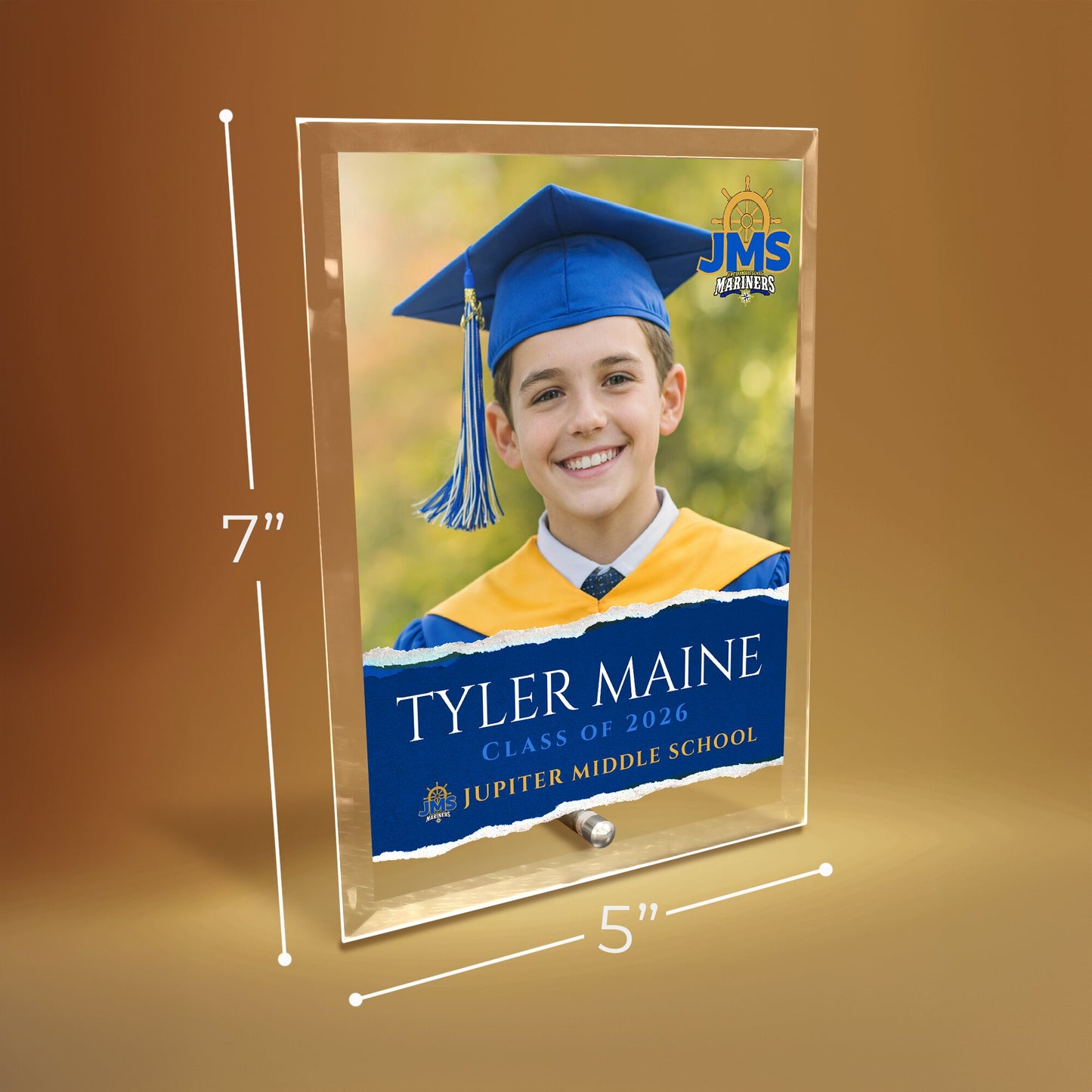 Jupiter Middle School Glass Plaque Design 3