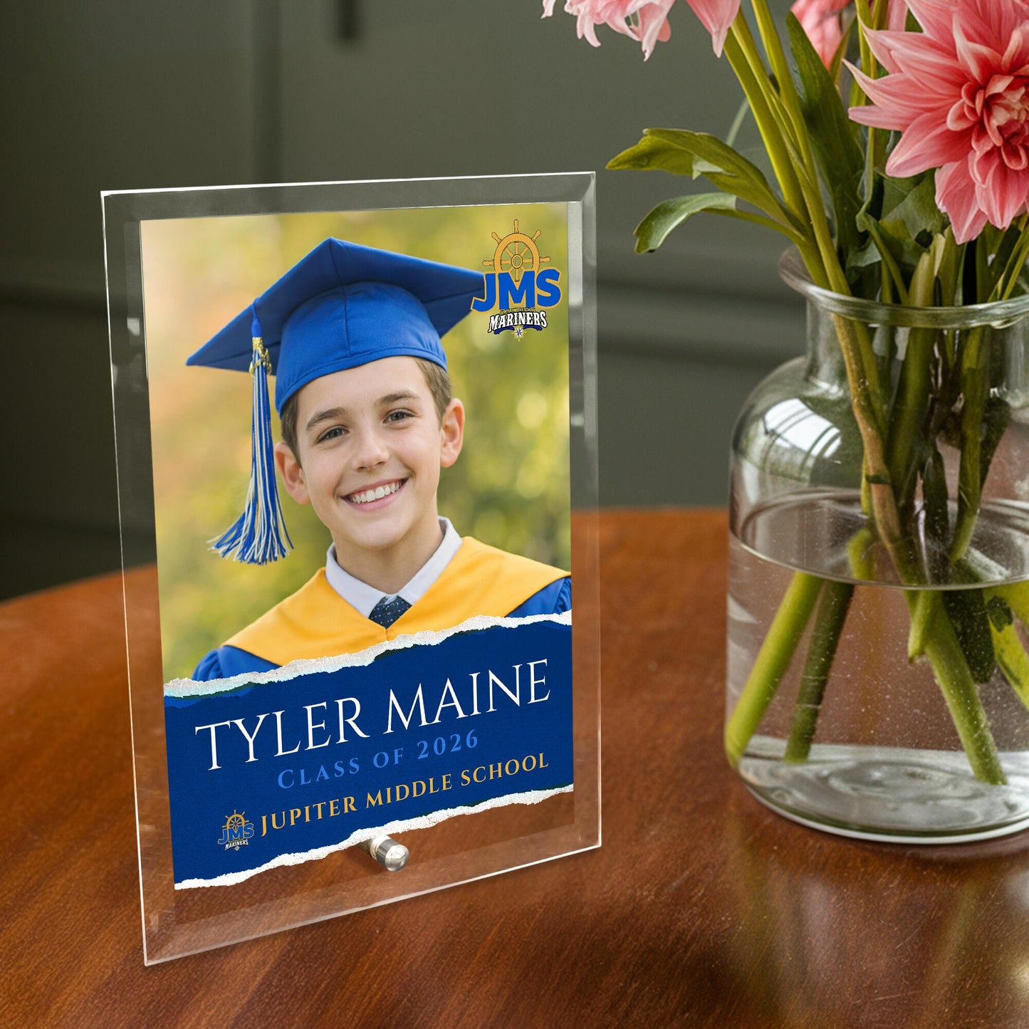 Jupiter Middle School Glass Plaque Design 3