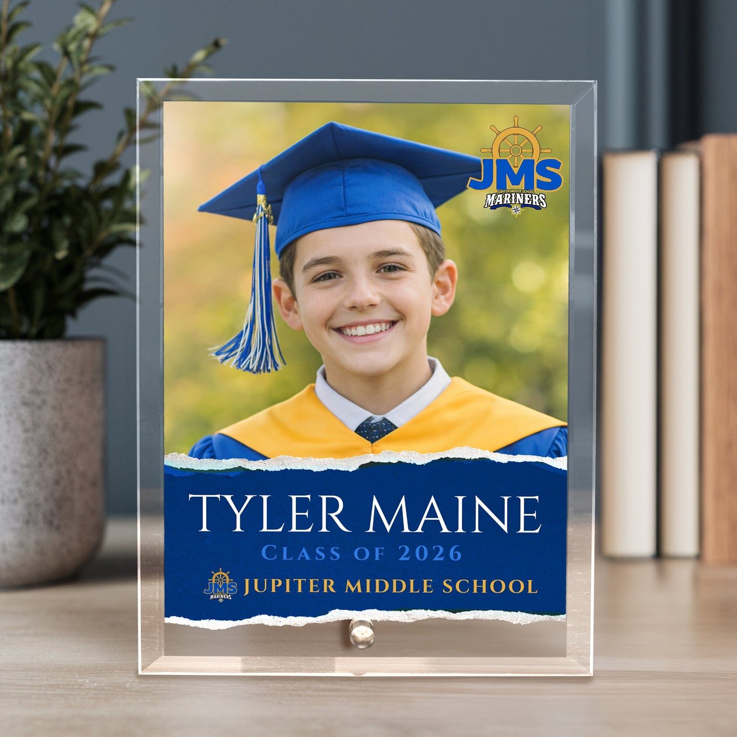 Jupiter Middle School Glass Plaque Design 3