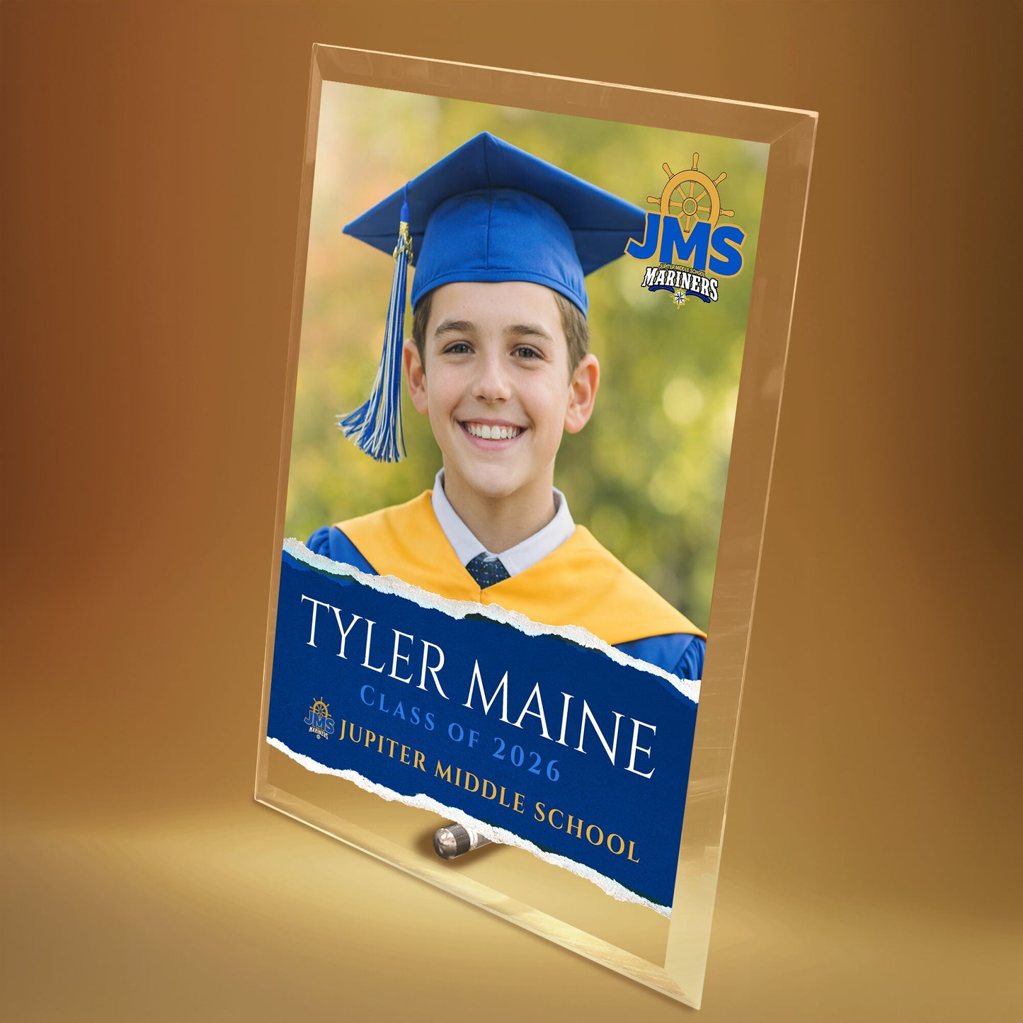 Jupiter Middle School Glass Plaque Design 3