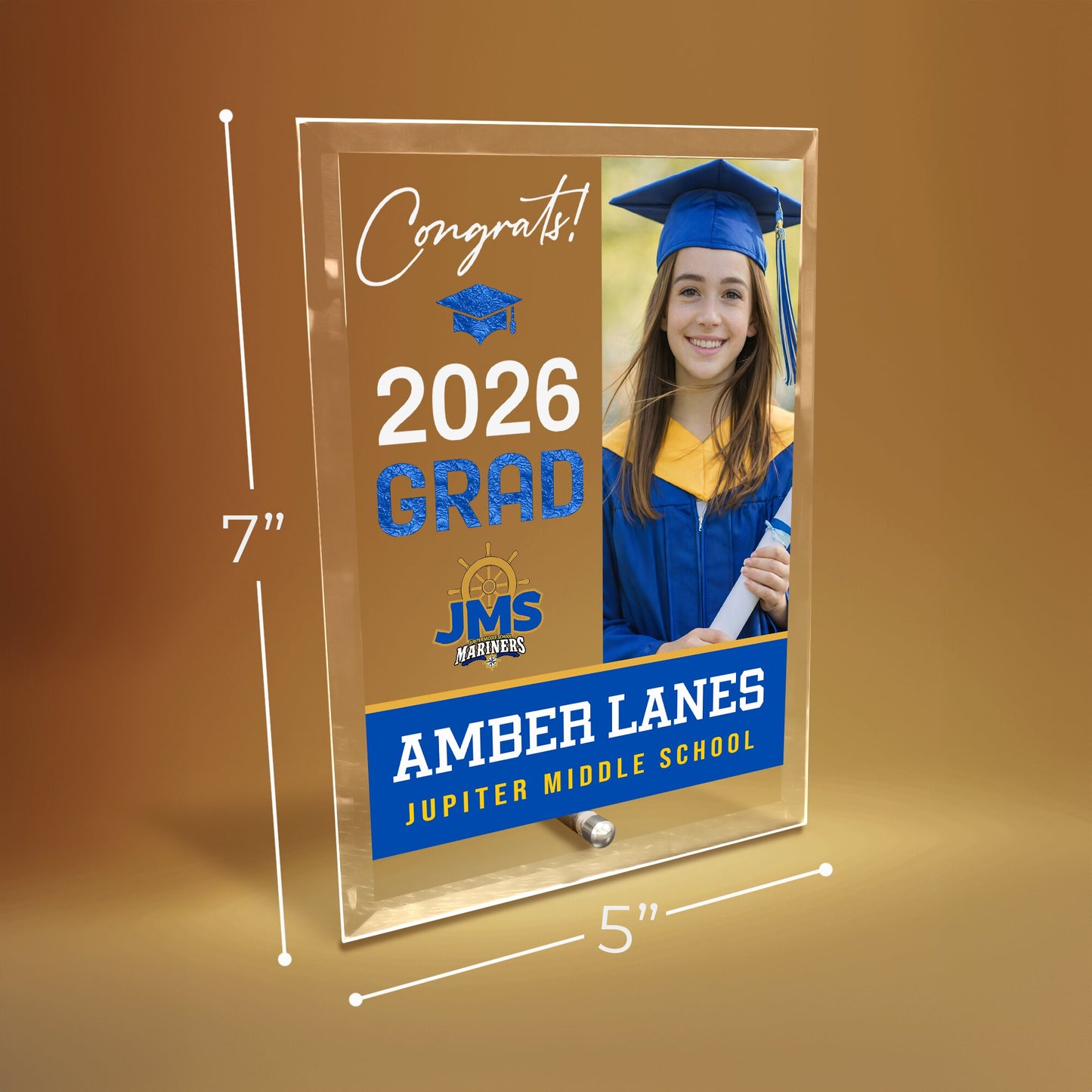 Jupiter Middle School Glass Plaque Design 4