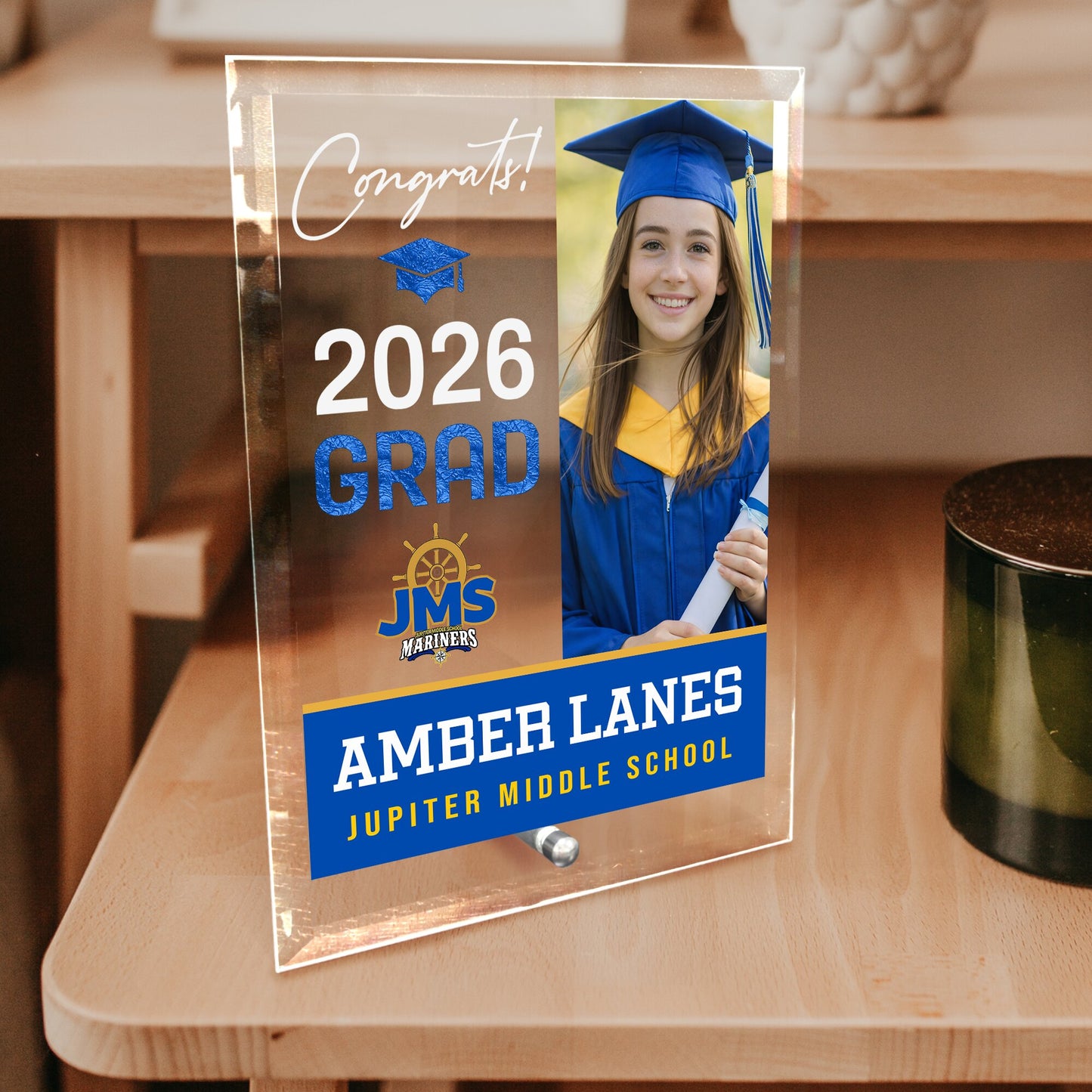 Jupiter Middle School Glass Plaque Design 4