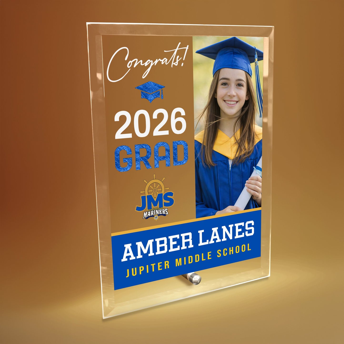 Jupiter Middle School Glass Plaque Design 4