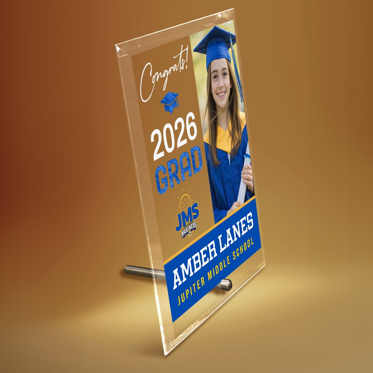 Jupiter Middle School Glass Plaque Design 4