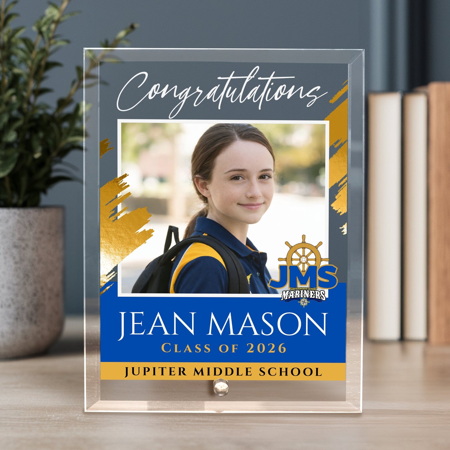 Jupiter Middle School Glass Plaque Design 5