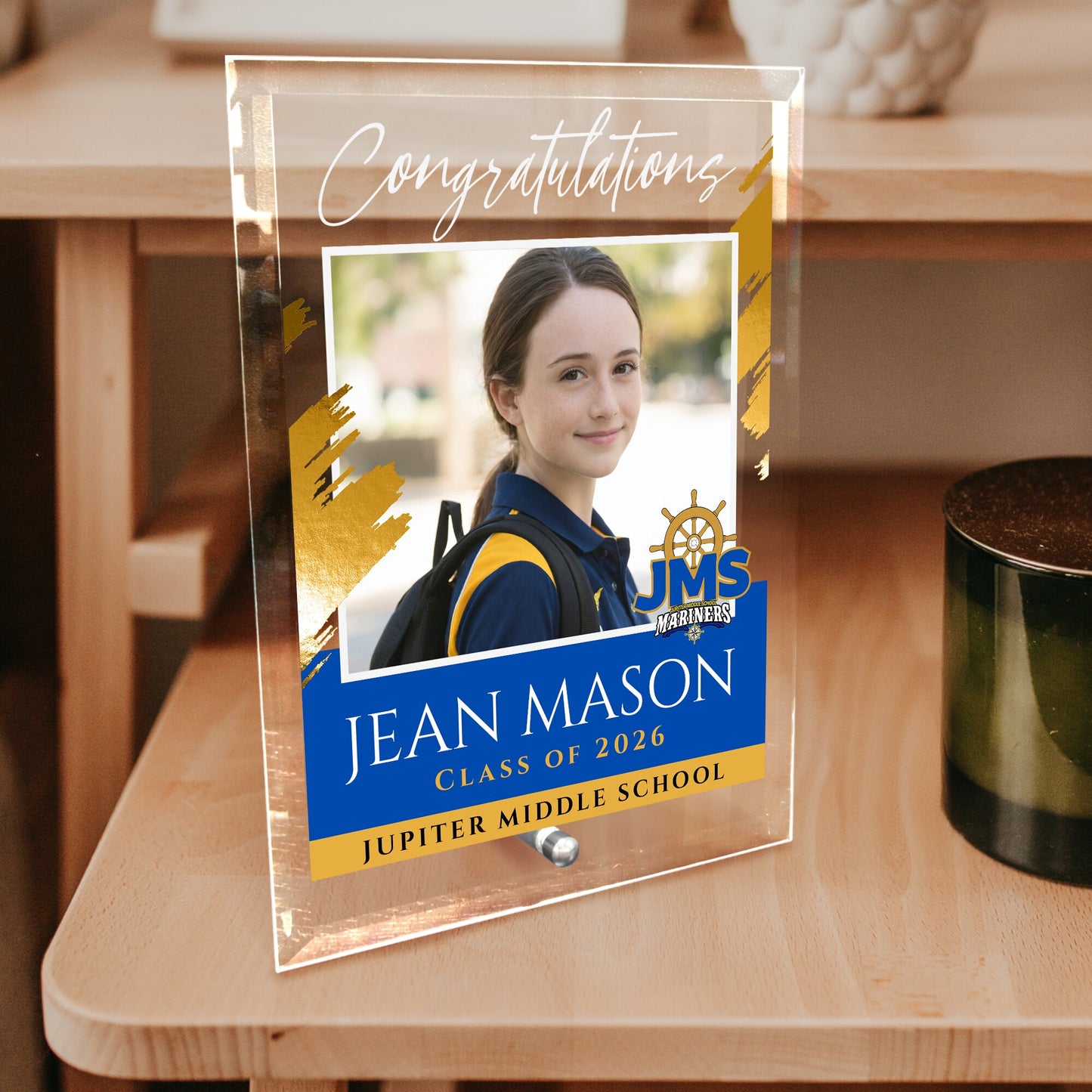 Jupiter Middle School Glass Plaque Design 5
