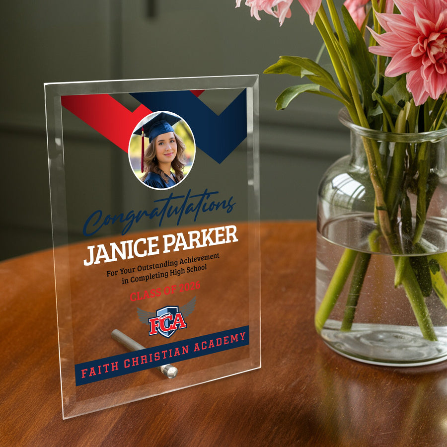 Faith Christian Academy Glass Plaque Design 1