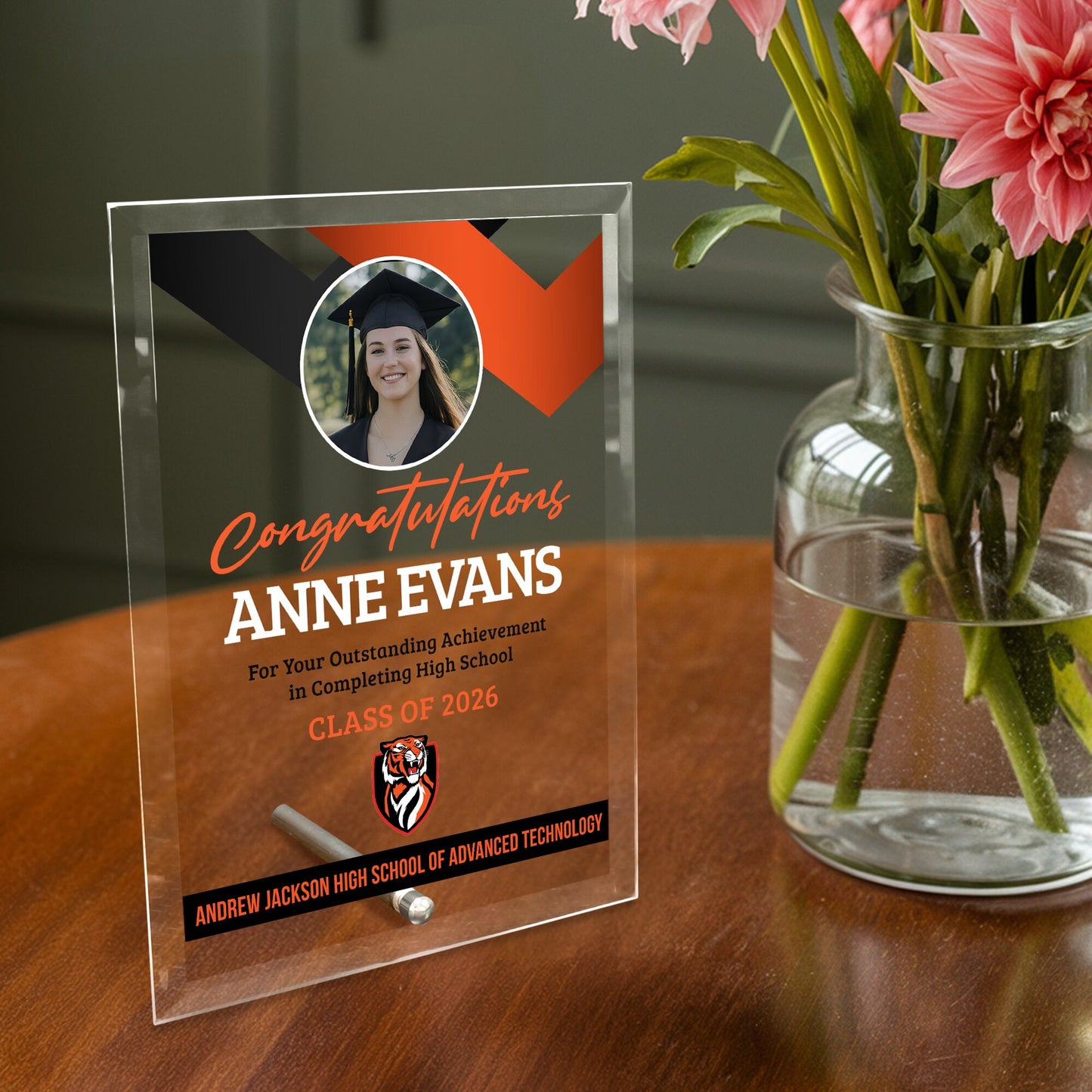 Andrew Jackson High School of Advanced Technology Glass Plaque Design 1