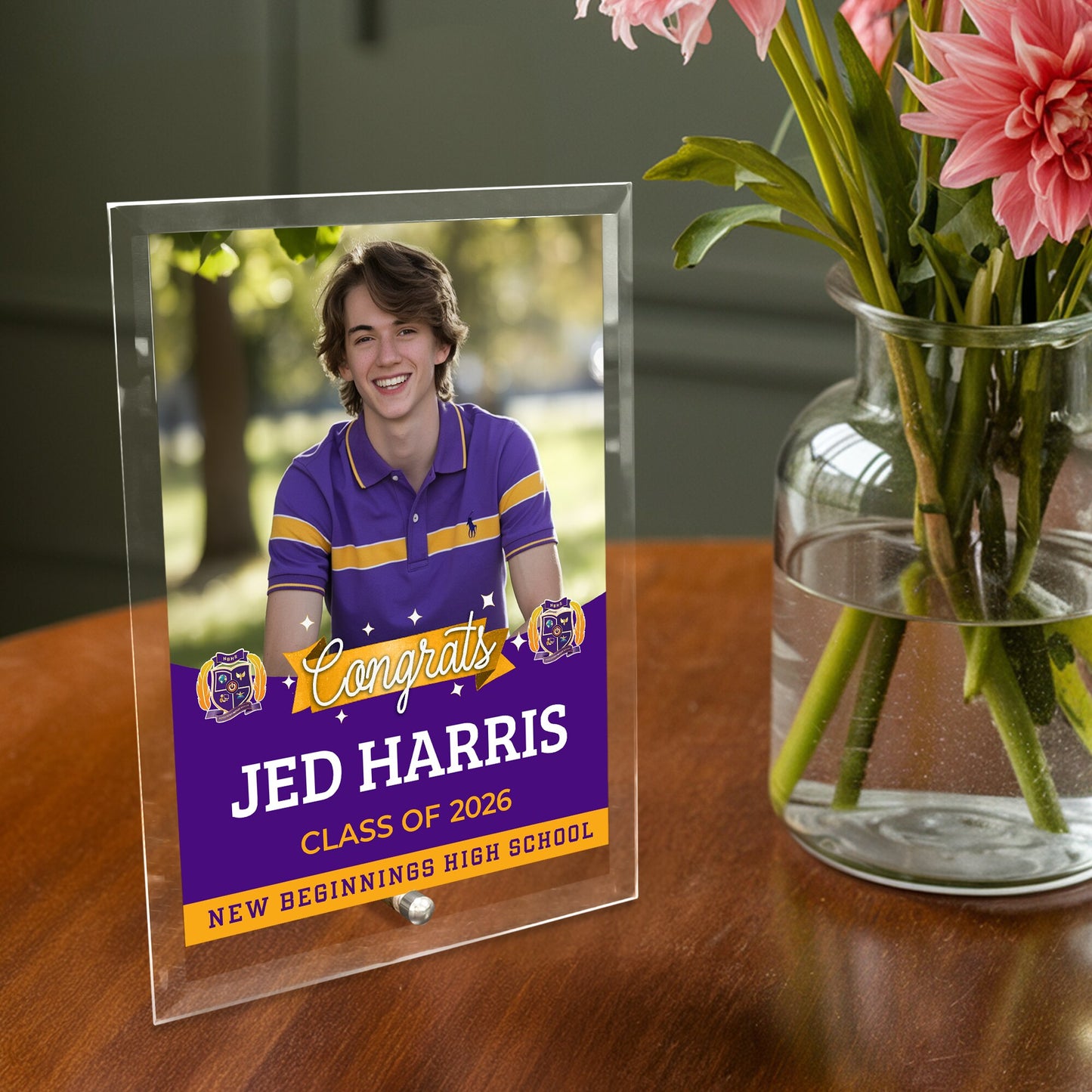 New Beginnings High School Glass Plaque Design 6