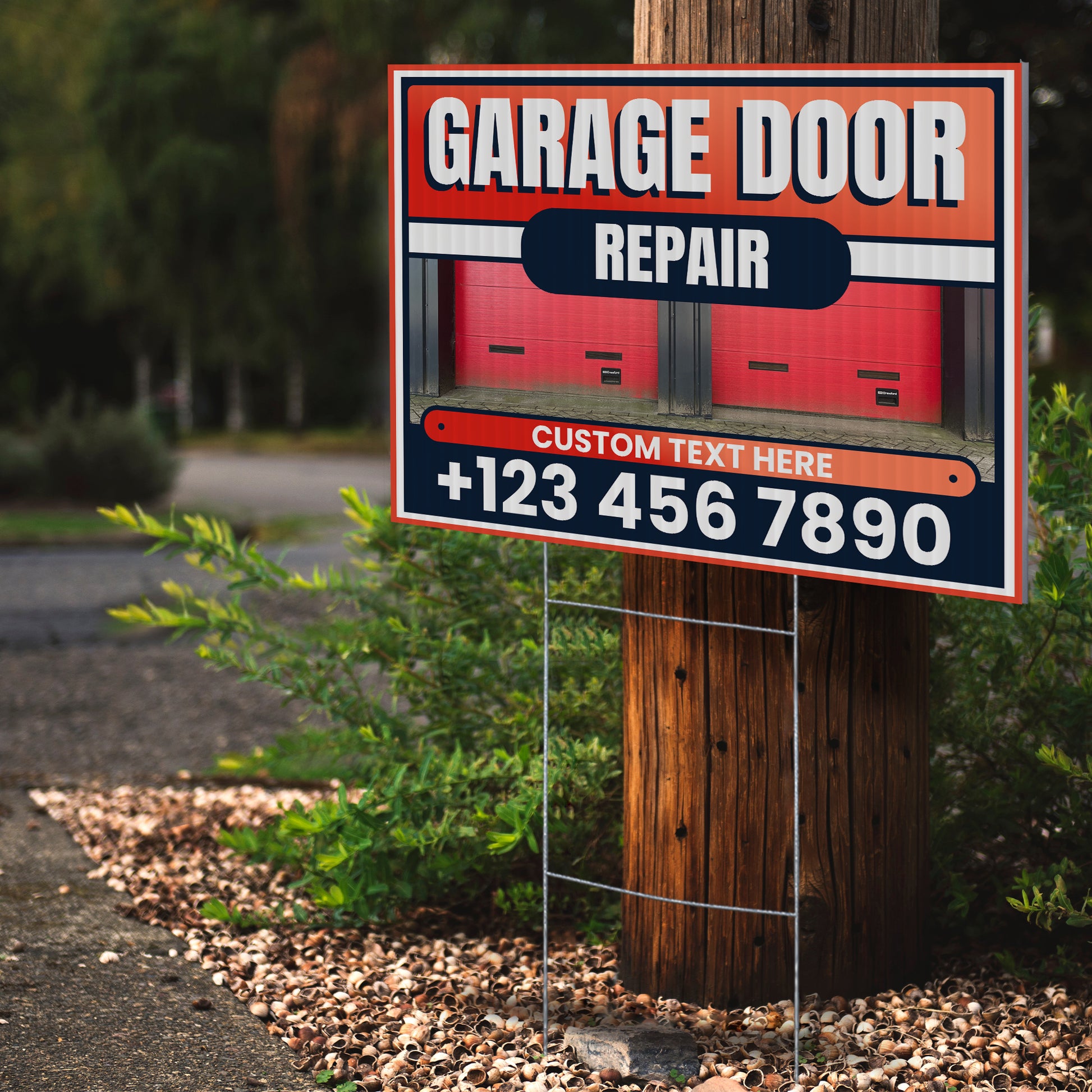Garage Door Repair Yard Sign Design 2 -  BFS-GRGDR-24X18-DS-D2-BFS-GRGDR-24X18-SS-D2