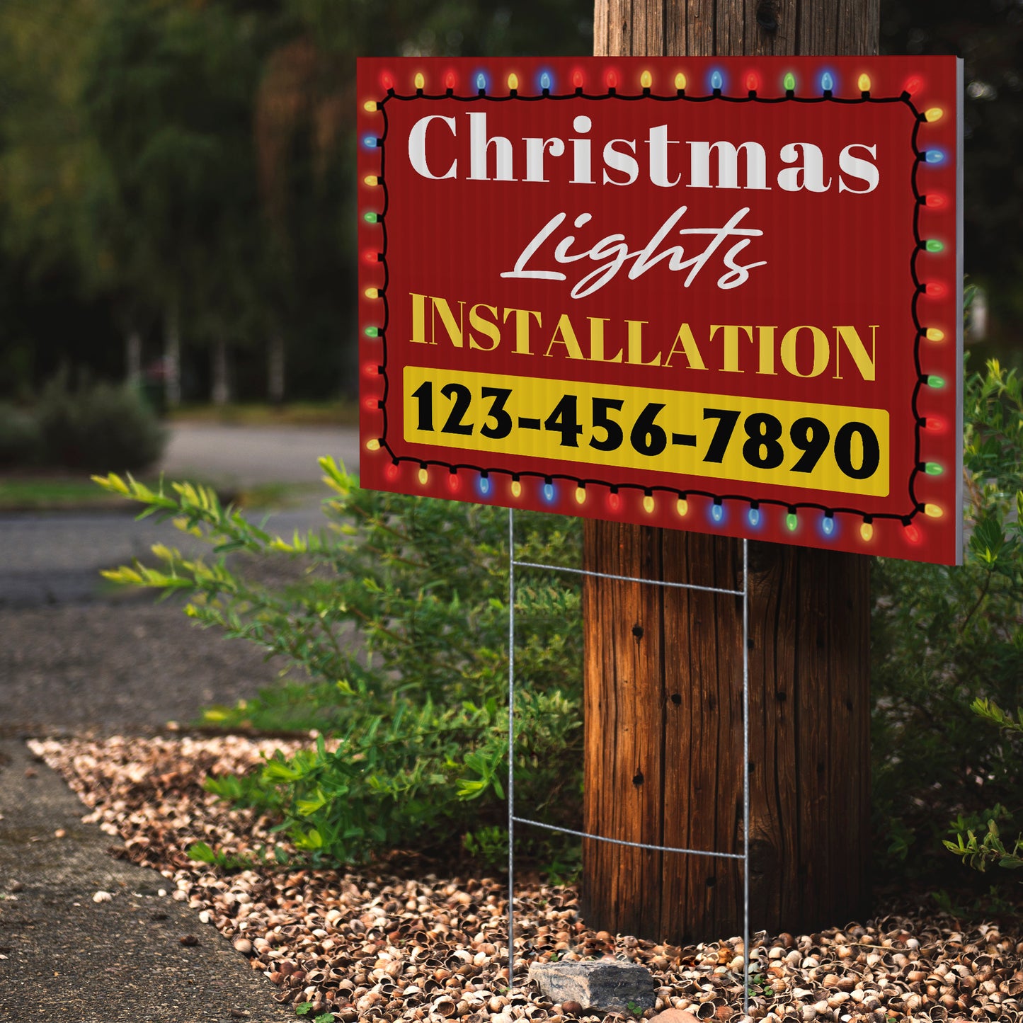 Christmas Lights Installation Yard Sign Design 2