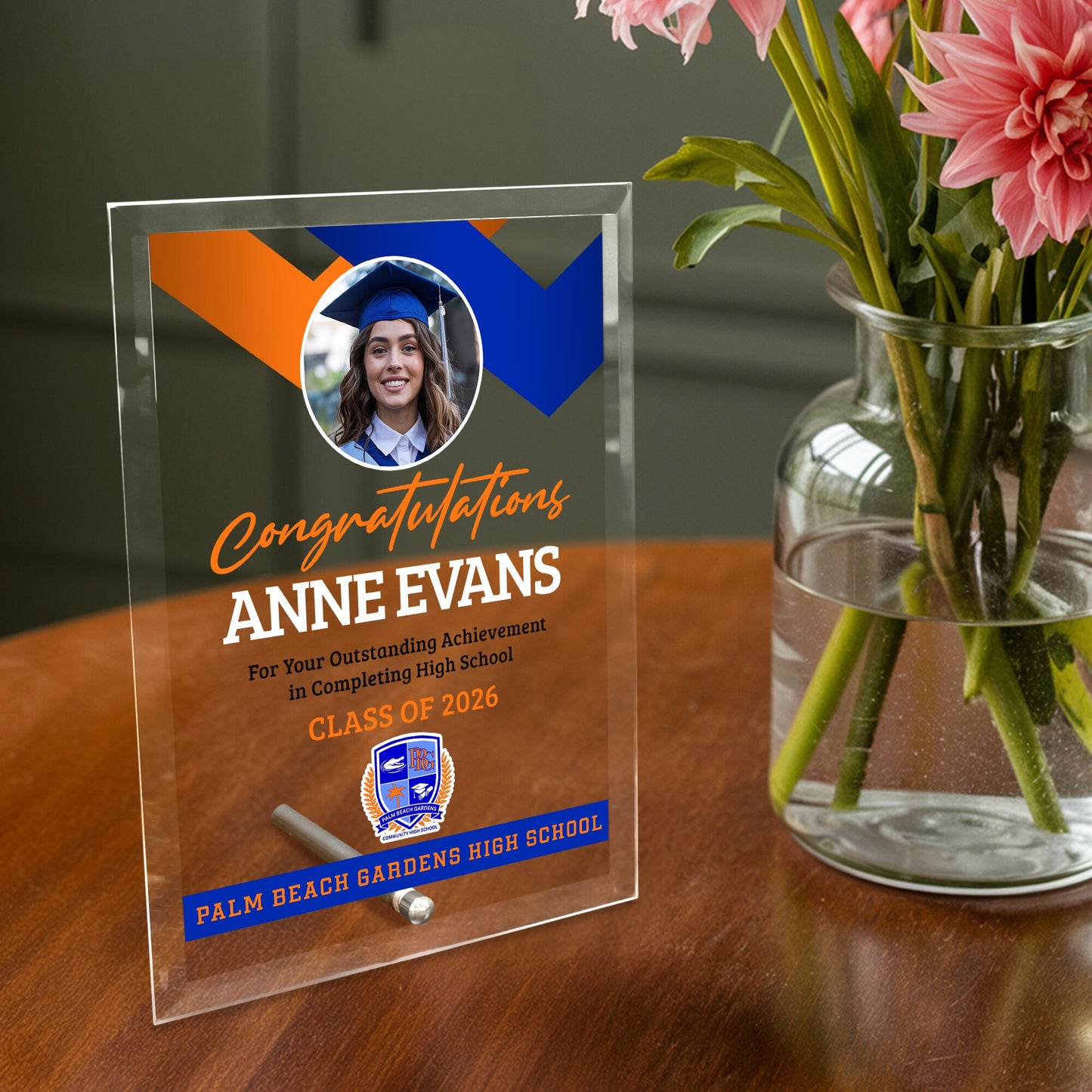 Palm Beach Gardens High School Glass Plaque Design 1
