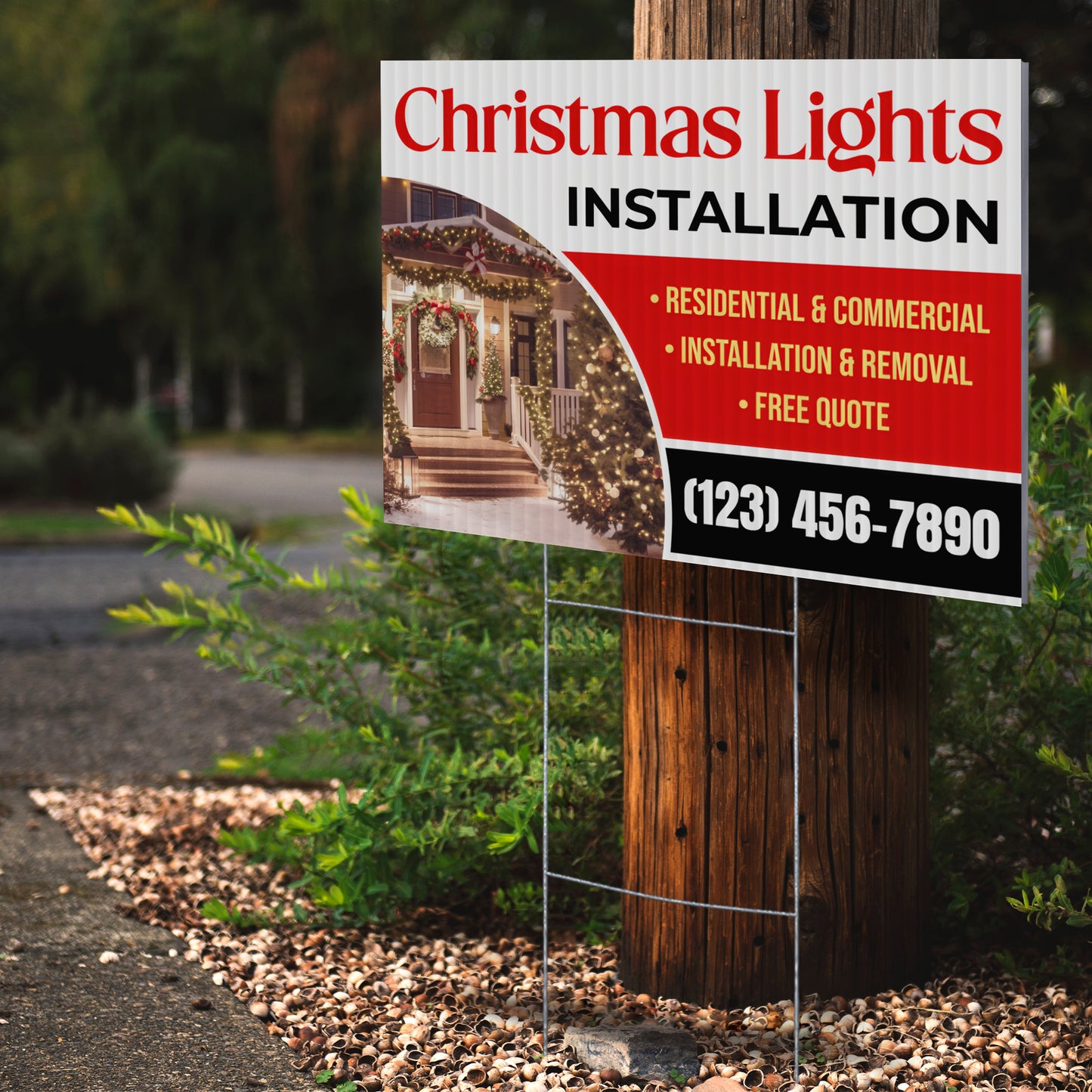 Christmas Lights Installation Yard Sign Design 6