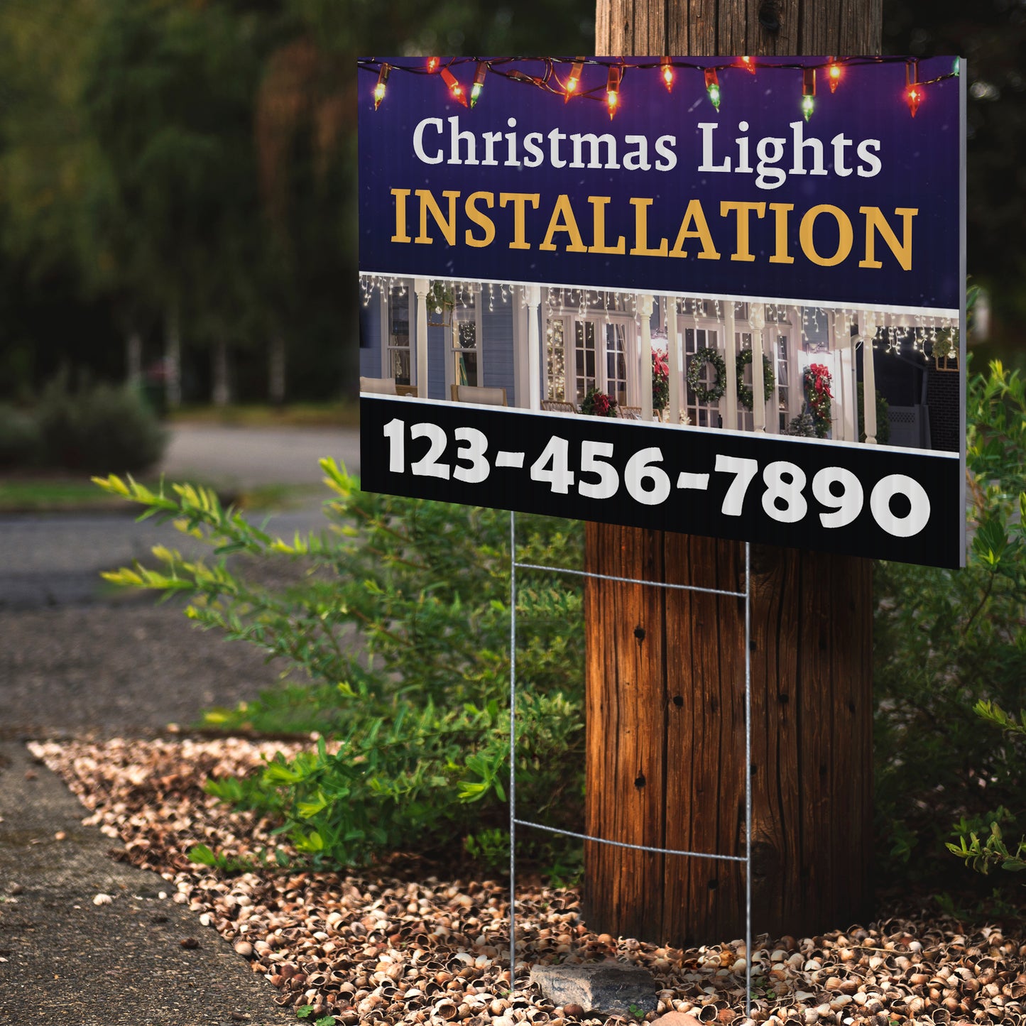 Christmas Lights Installation Yard Sign Design 4