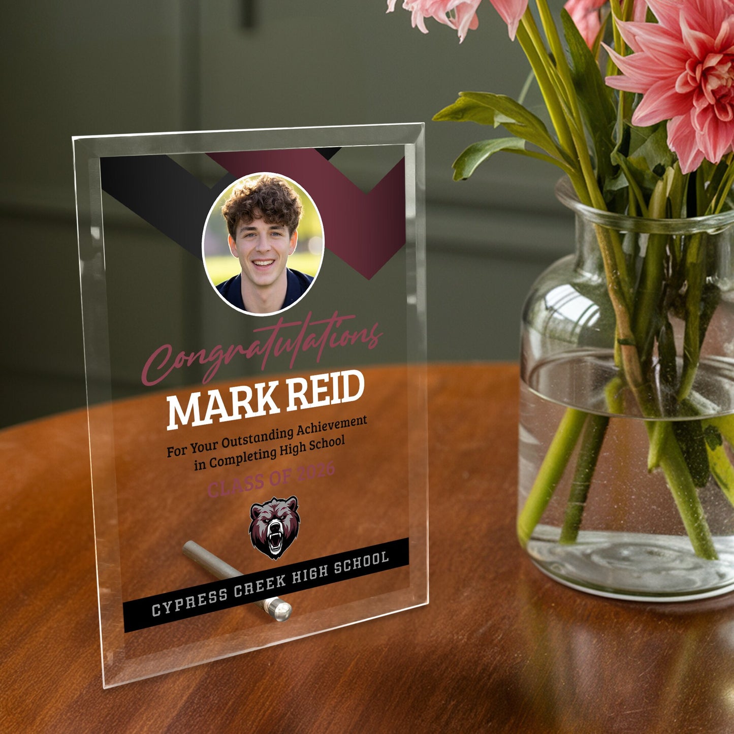 Cypress Creek High School Glass Plaque Design 1