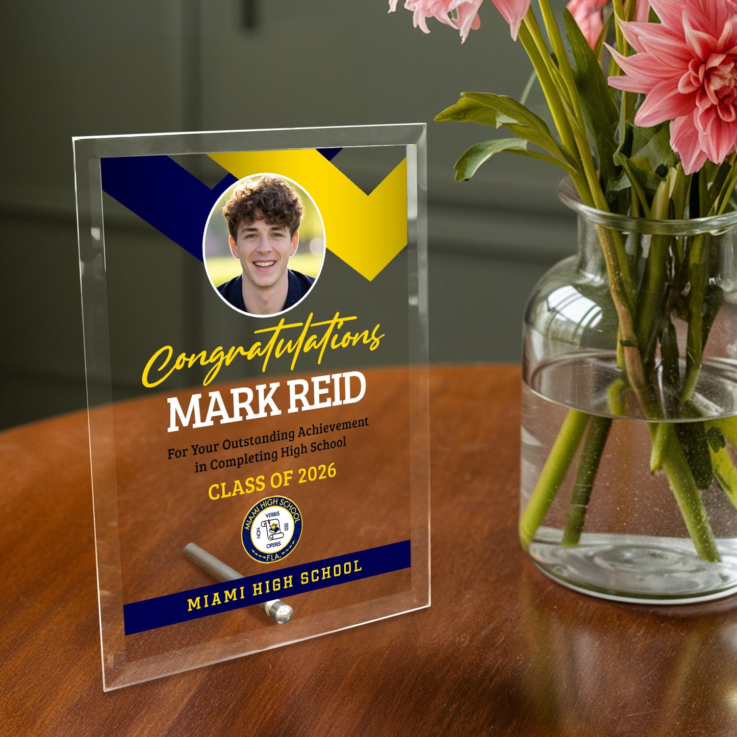 Miami High School Glass Plaque Design 1