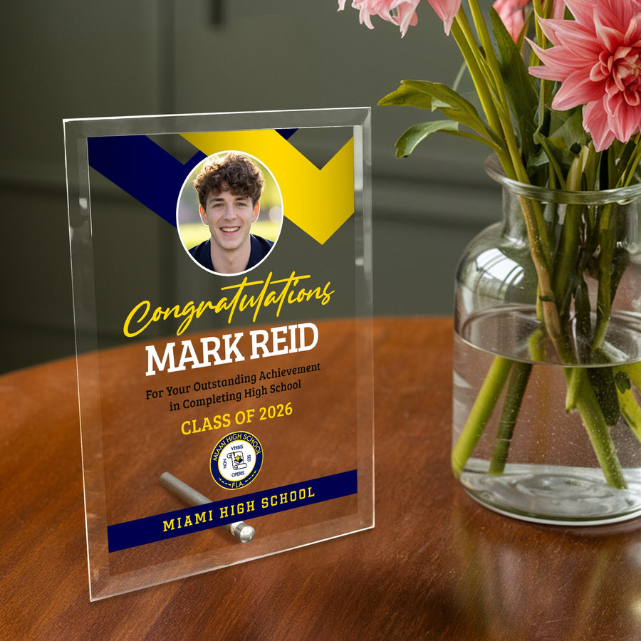 Miami High School Glass Plaque Design 1