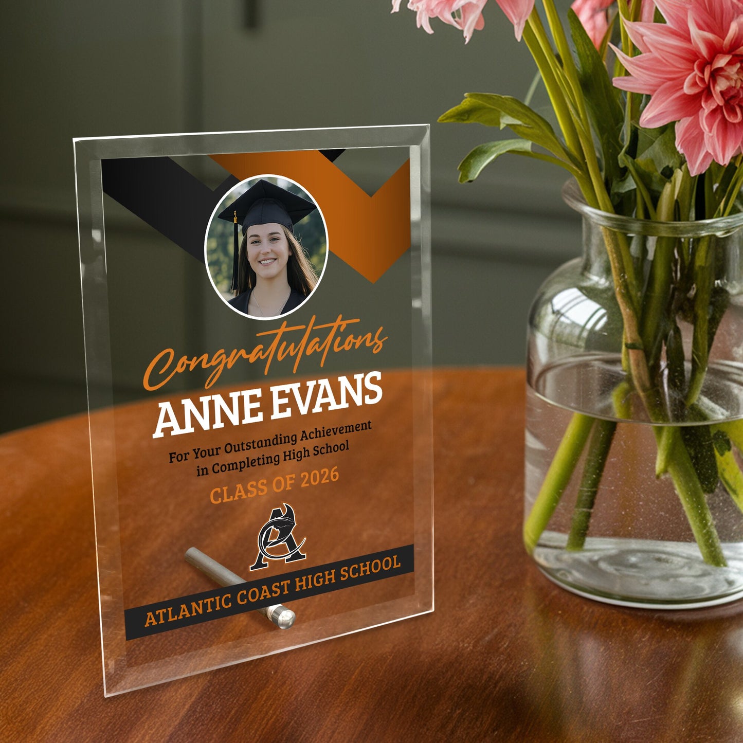 Atlantic Coast High School Glass Plaque Design 1