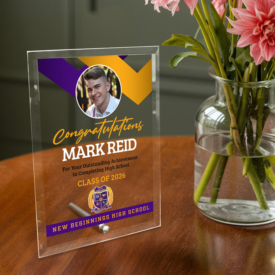 New Beginnings High School Glass Plaque Design 1