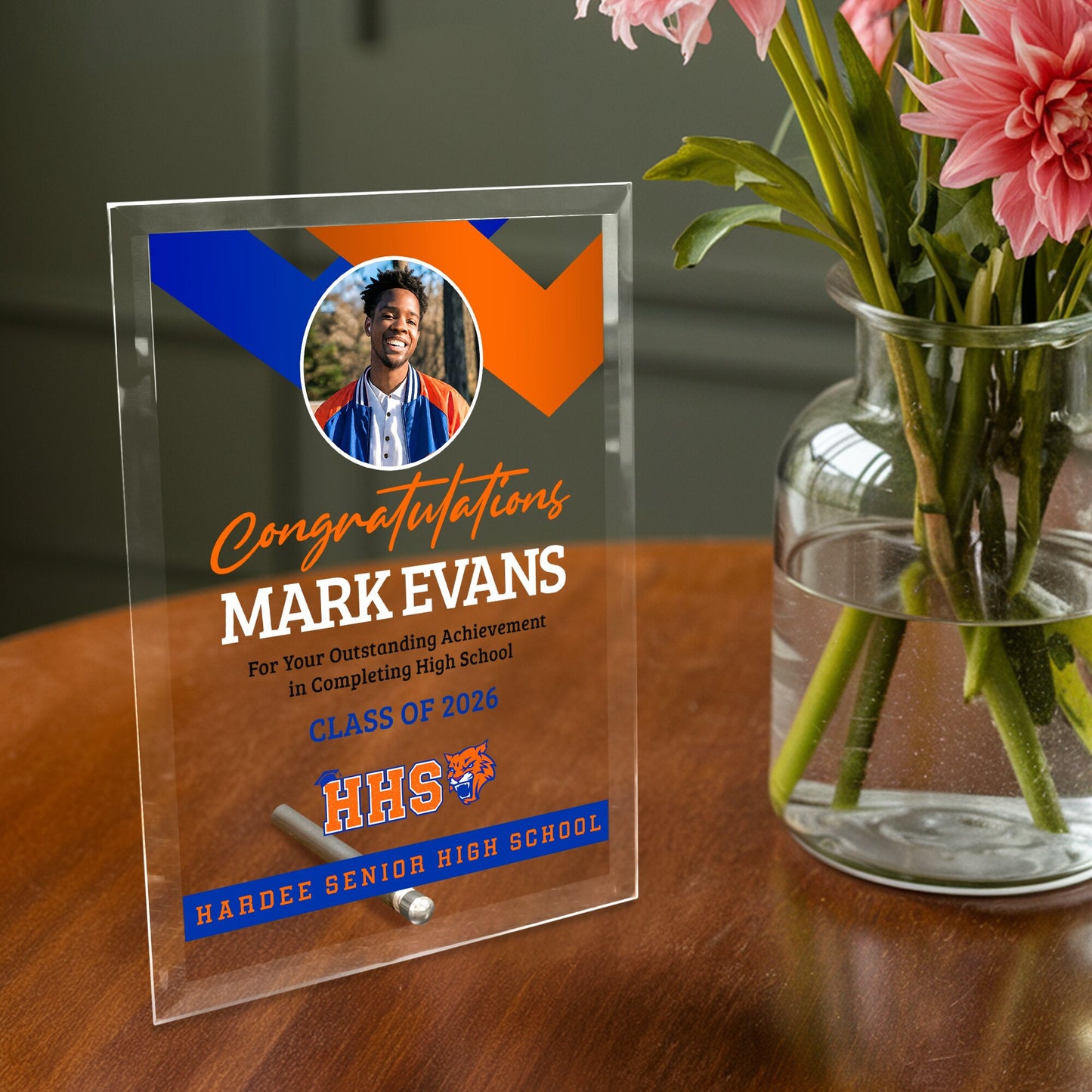 Hardee Senior High School Glass Plaque Design 1