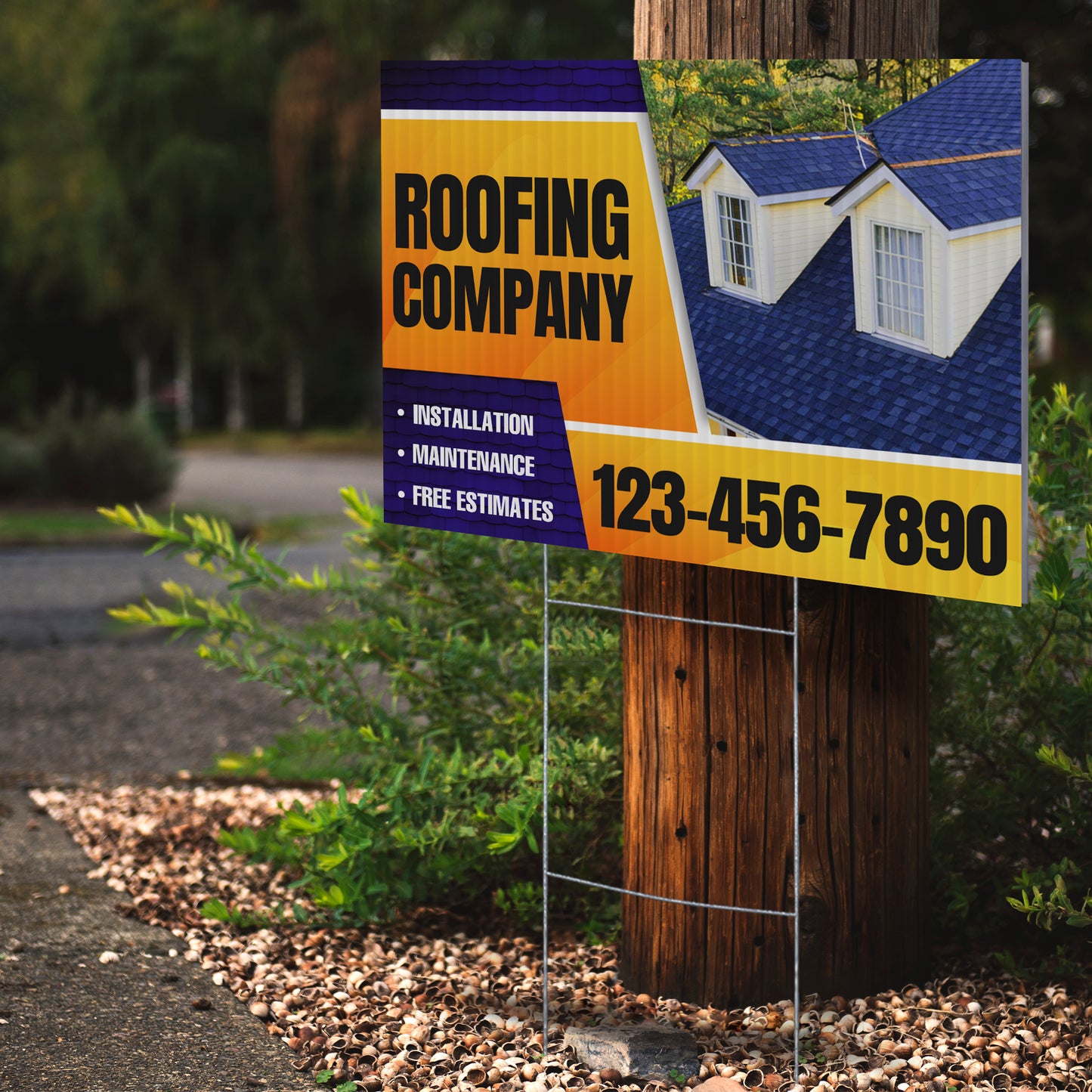 Roofing Services Yard Sign Design 5 -  BFS-RS-24x18-DS-D5-BFS-RS-24x18-SS-D5
