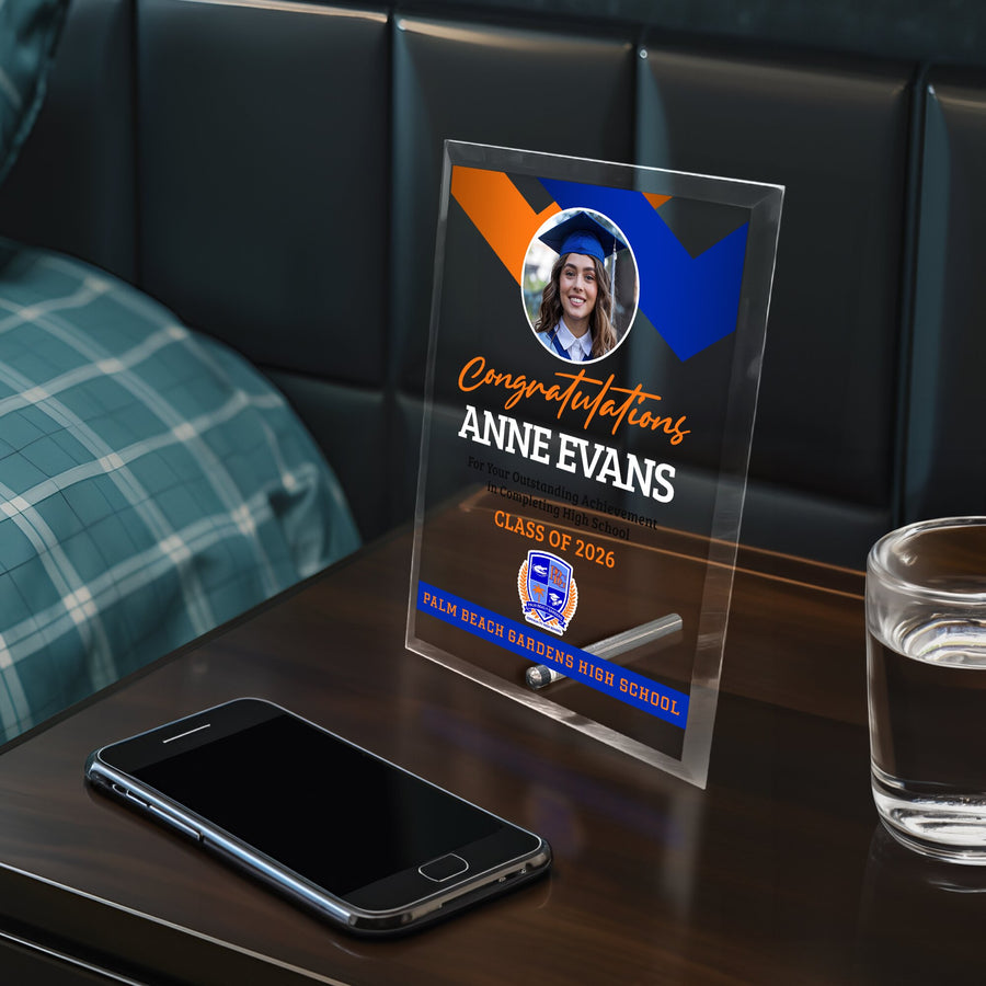 Palm Beach Gardens High School Glass Plaque Design 1